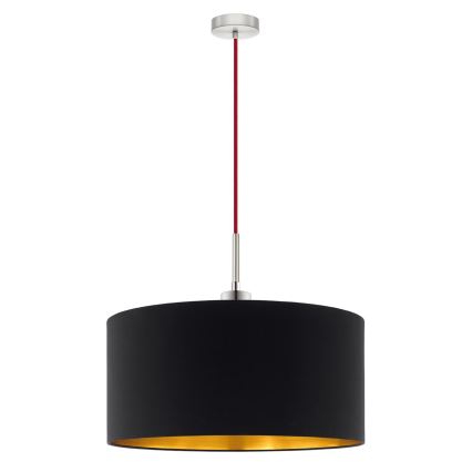 Eglo - LED ljuskrona med textilsladd TUNJA 1xE27/60W/230V svart