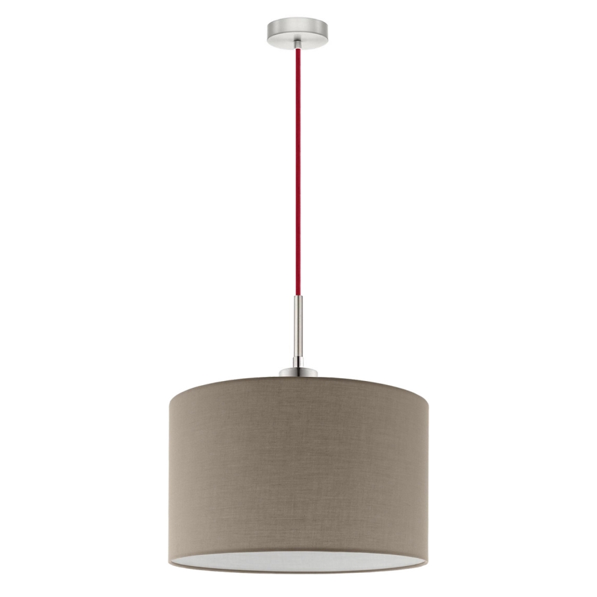 Eglo - LED ljuskrona med textilsladd TUNJA 1xE27/60W/230V taupe