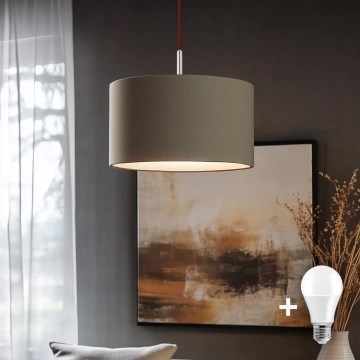 Eglo - LED ljuskrona med textilsladd TUNJA 1xE27/60W/230V taupe