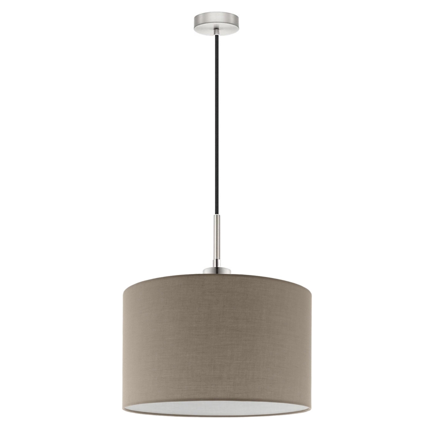 Eglo - LED ljuskrona med textilsladd TUNJA 1xE27/60W/230V taupe
