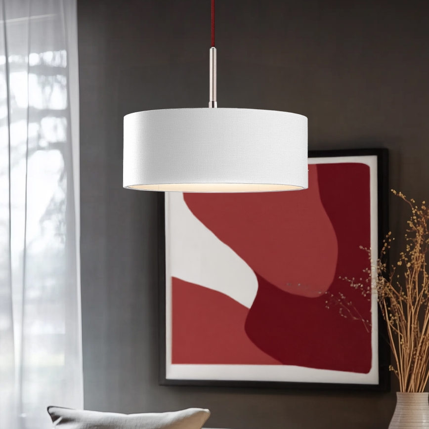 Eglo - LED ljuskrona med textilsladd TUNJA 1xE27/60W/230V vit