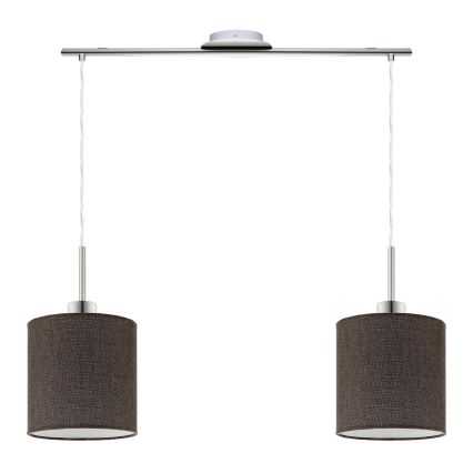 Eglo - LED ljuskrona med textilsladd TUNJA 2xE27/60W/230V brun