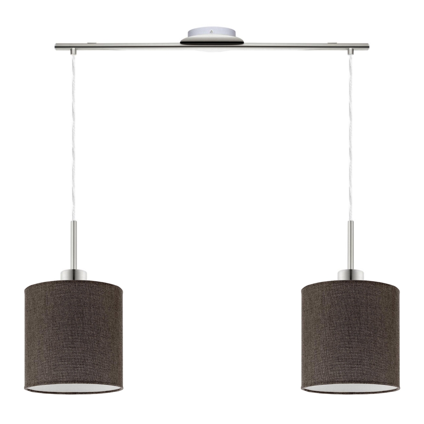 Eglo - LED ljuskrona med textilsladd TUNJA 2xE27/60W/230V brun
