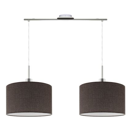 Eglo - LED ljuskrona med textilsladd TUNJA 2xE27/60W/230V brun