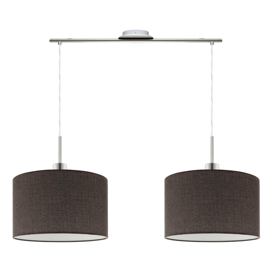 Eglo - LED ljuskrona med textilsladd TUNJA 2xE27/60W/230V brun