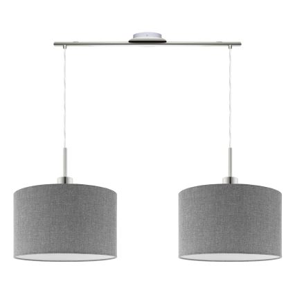 Eglo - LED ljuskrona med textilsladd TUNJA 2xE27/60W/230V grå