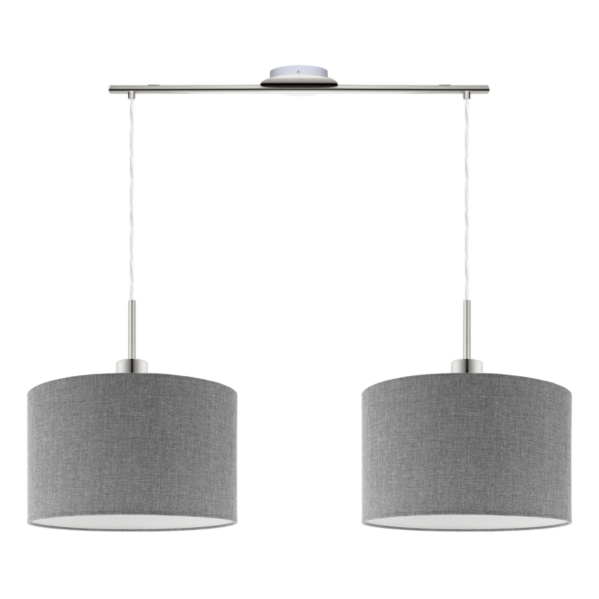 Eglo - LED ljuskrona med textilsladd TUNJA 2xE27/60W/230V grå