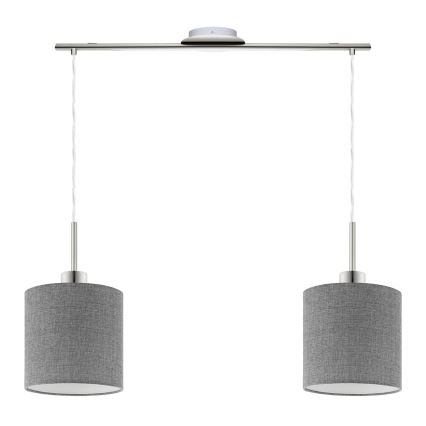 Eglo - LED ljuskrona med textilsladd TUNJA 2xE27/60W/230V grå