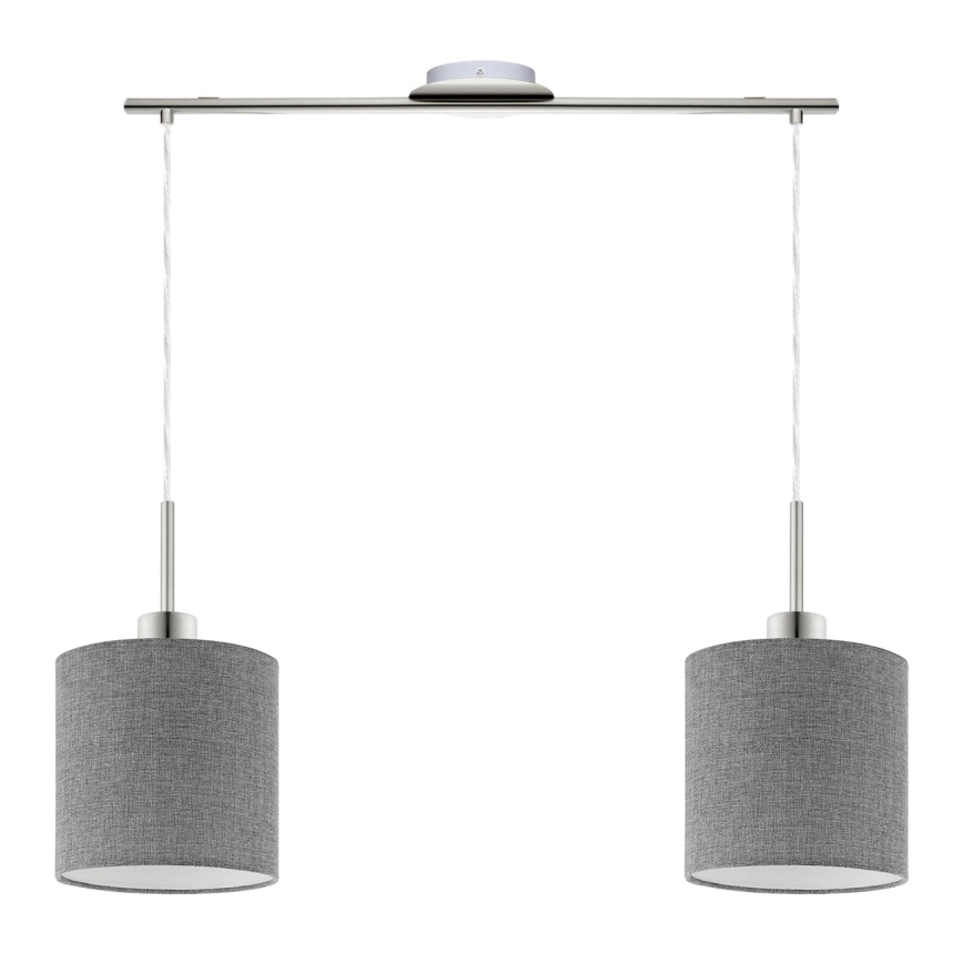Eglo - LED ljuskrona med textilsladd TUNJA 2xE27/60W/230V grå