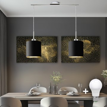 Eglo - LED ljuskrona med textilsladd TUNJA 2xE27/60W/230V svart