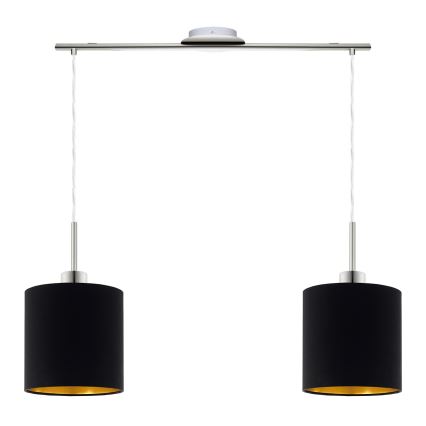 Eglo - LED ljuskrona med textilsladd TUNJA 2xE27/60W/230V svart