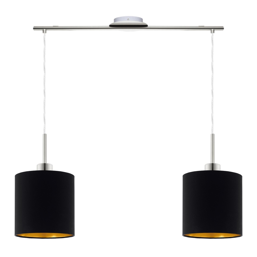 Eglo - LED ljuskrona med textilsladd TUNJA 2xE27/60W/230V svart