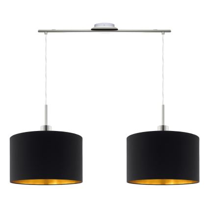 Eglo - LED ljuskrona med textilsladd TUNJA 2xE27/60W/230V svart
