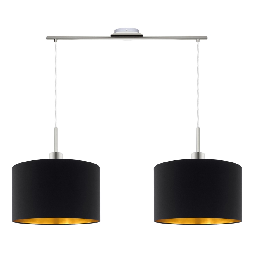 Eglo - LED ljuskrona med textilsladd TUNJA 2xE27/60W/230V svart
