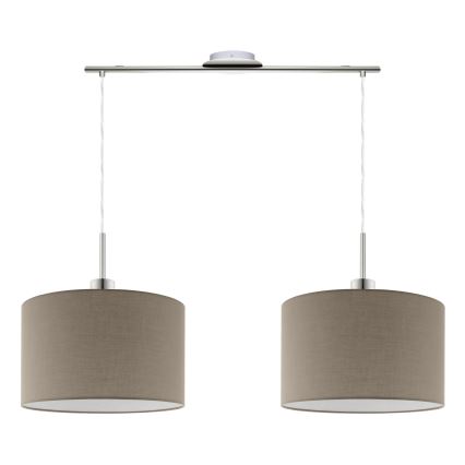 Eglo - LED ljuskrona med textilsladd TUNJA 2xE27/60W/230V taupe