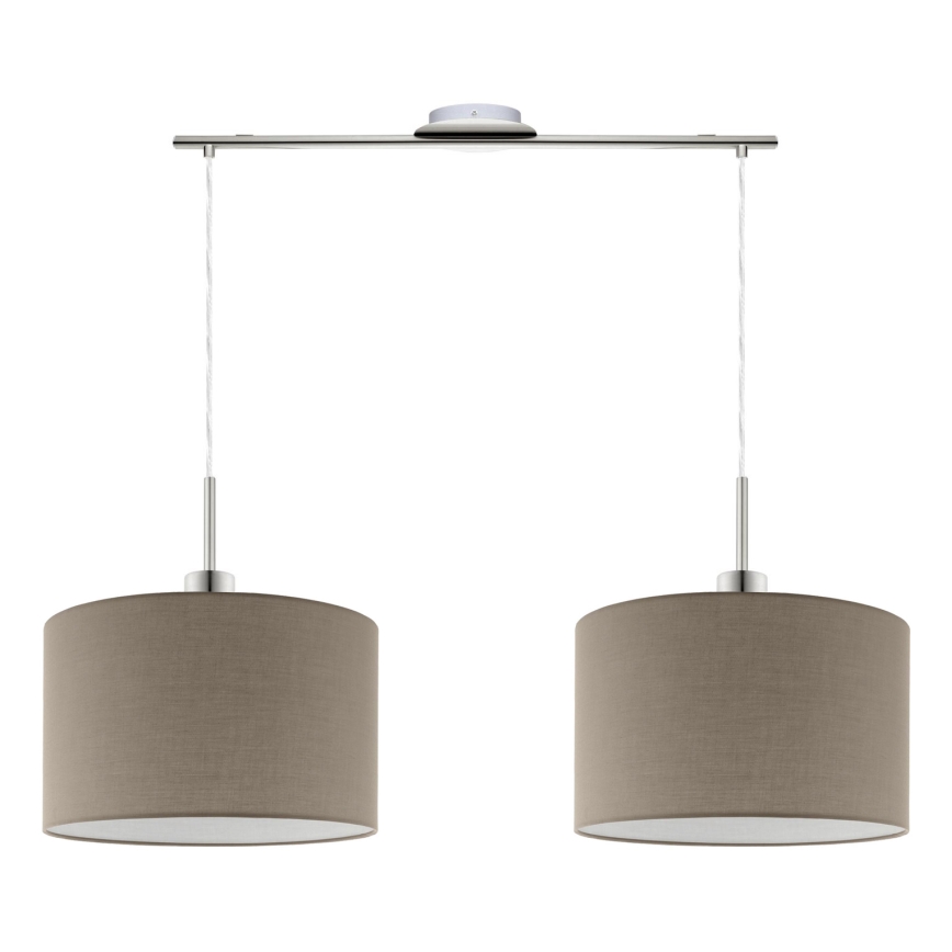 Eglo - LED ljuskrona med textilsladd TUNJA 2xE27/60W/230V taupe
