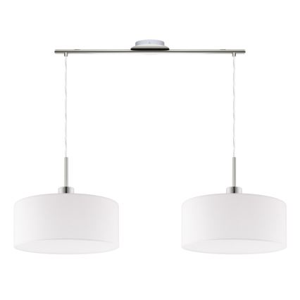 Eglo - LED ljuskrona med textilsladd TUNJA 2xE27/60W/230V vit
