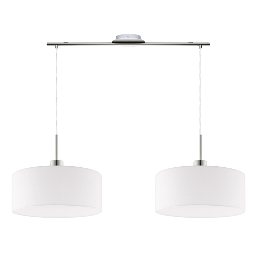 Eglo - LED ljuskrona med textilsladd TUNJA 2xE27/60W/230V vit