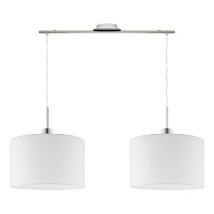 Eglo - LED ljuskrona med textilsladd TUNJA 2xE27/60W/230V vit