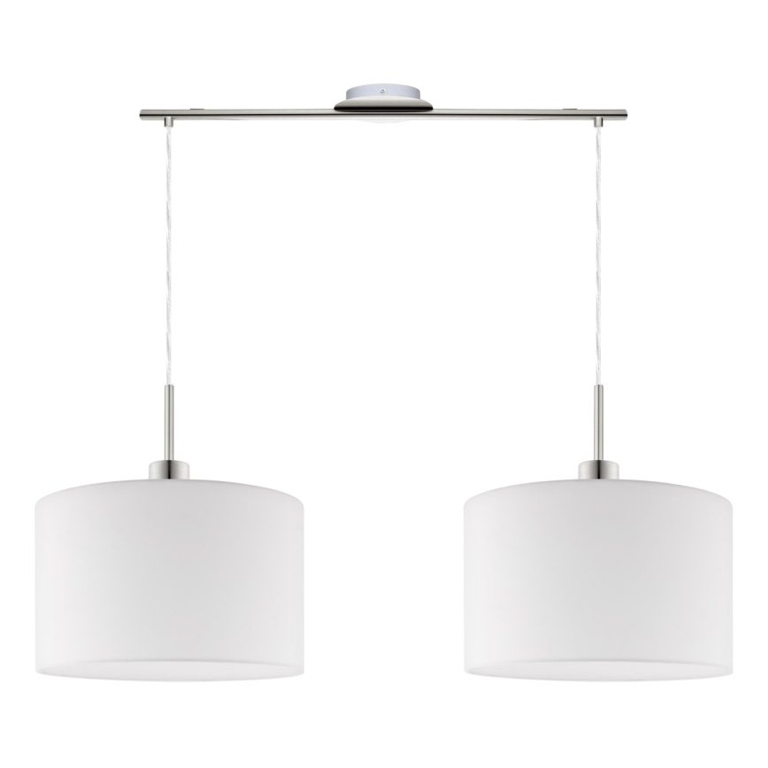 Eglo - LED ljuskrona med textilsladd TUNJA 2xE27/60W/230V vit