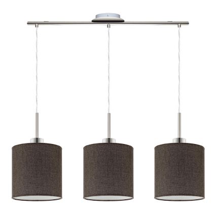 Eglo - LED  Ljuskrona med textilsladd TUNJA 3xE27/60W/230V brun