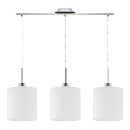 Eglo - LED ljuskrona med textilsladd TUNJA 3xE27/60W/230V vit
