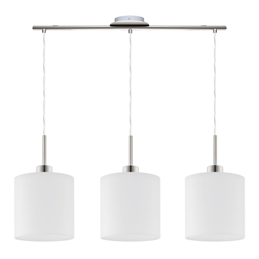 Eglo - LED ljuskrona med textilsladd TUNJA 3xE27/60W/230V vit