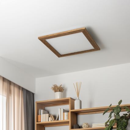 Eglo - LED Ljusreglerad fäst panel POZZALLO WOOD LED/21W/230V 2700-6500K 49,5x49,5 cm brun + fjärrkontroll