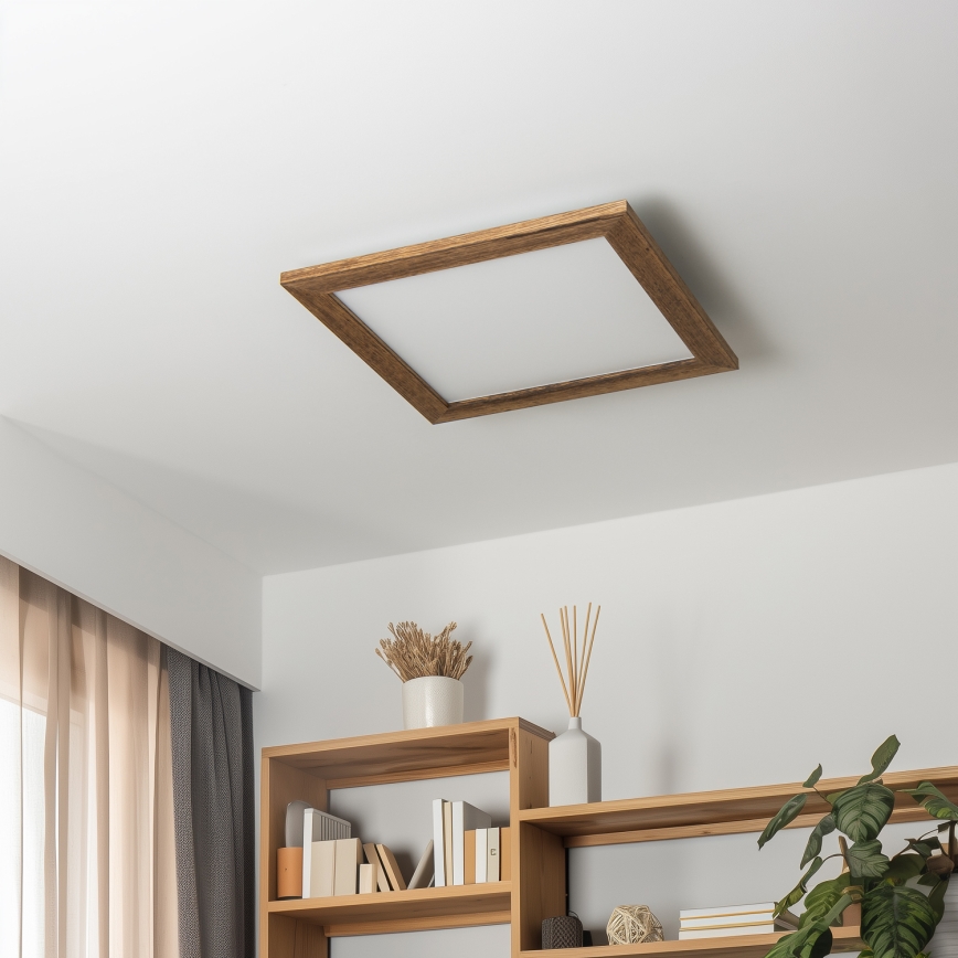 Eglo - LED Ljusreglerad fäst panel POZZALLO WOOD LED/21W/230V 2700-6500K 49,5x49,5 cm brun + fjärrkontroll