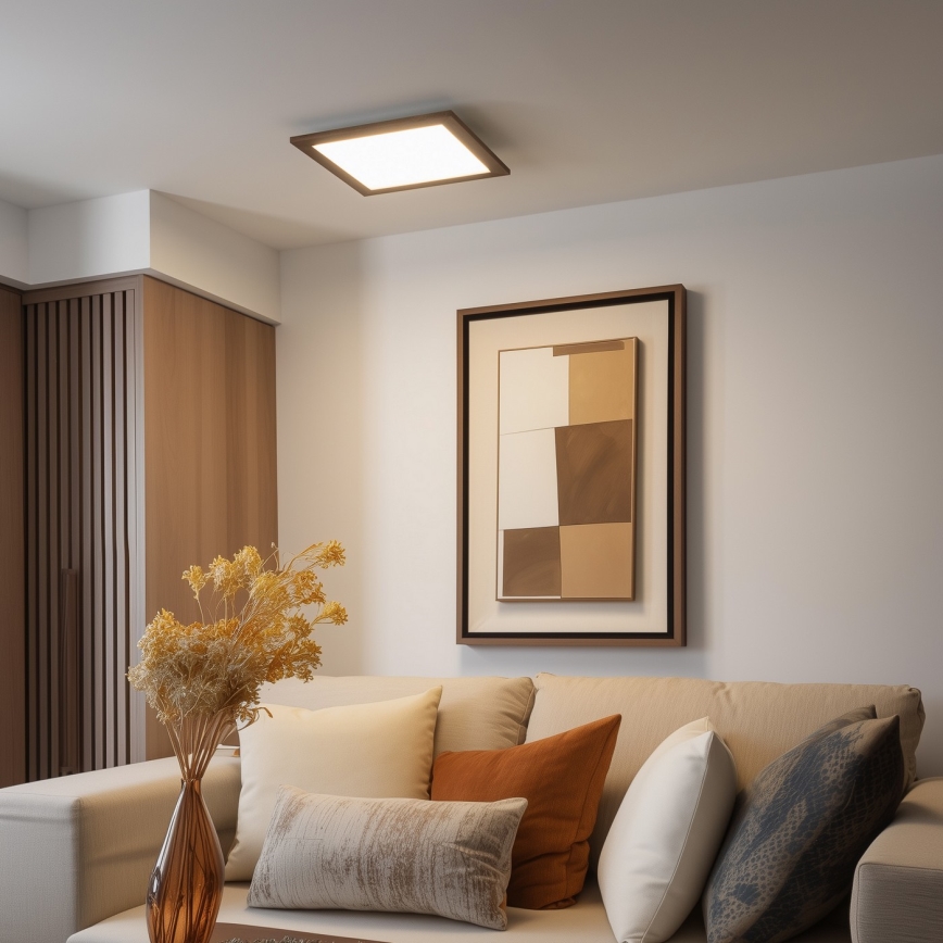 Eglo - LED Ljusreglerad fäst panel POZZALLO WOOD LED/21W/230V 2700-6500K 49,5x49,5 cm brun + fjärrkontroll