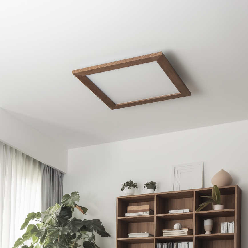 Eglo - LED Ljusreglerad fäst panel POZZALLO WOOD LED/21W/230V 2700-6500K 49,5x49,5 cm mörkbrun + fjärrkontroll