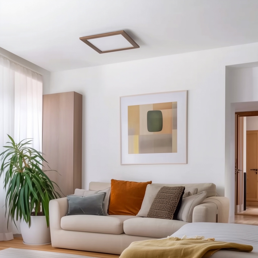 Eglo - LED Ljusreglerad fäst panel POZZALLO WOOD LED/21W/230V 2700-6500K 49,5x49,5 cm mörkbrun + fjärrkontroll