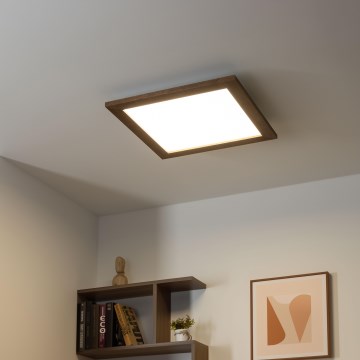 Eglo - LED Ljusreglerad fäst panel POZZALLO WOOD LED/21W/230V 2700-6500K 49,5x49,5 cm mörkbrun + fjärrkontroll
