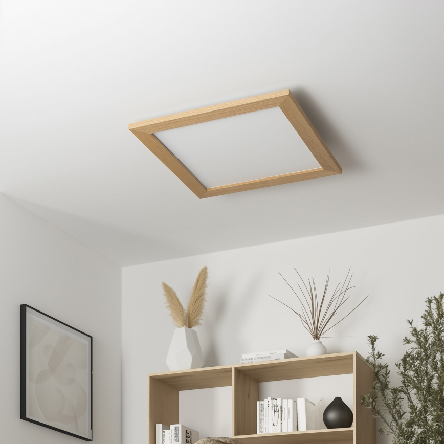 Eglo - LED Ljusreglerad fäst panel SALOBRENA 2 WOOD LED/25W/230V 4000K 49,5x49,5 cm brun
