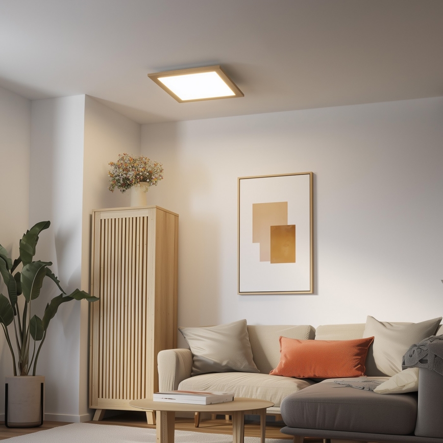 Eglo - LED Ljusreglerad fäst panel SALOBRENA 2 WOOD LED/25W/230V 4000K 49,5x49,5 cm brun