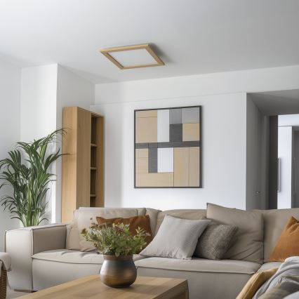 Eglo - LED Ljusreglerad fäst panel SALOBRENA 2 WOOD LED/25W/230V 4000K 49,5x49,5 cm brun
