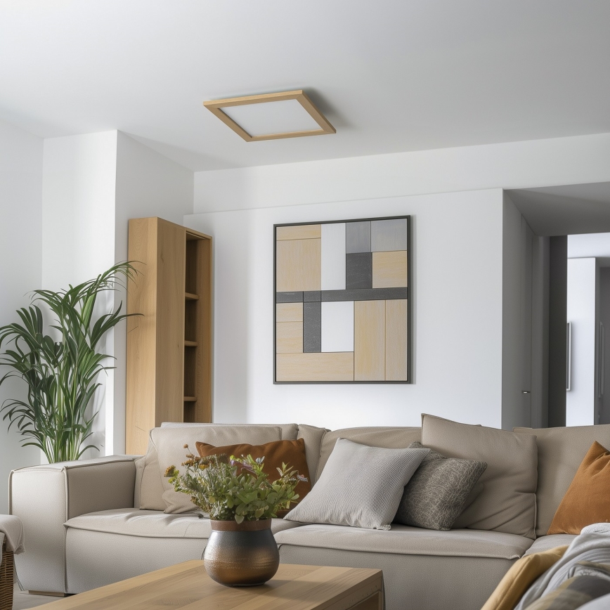Eglo - LED Ljusreglerad fäst panel SALOBRENA 2 WOOD LED/25W/230V 4000K 49,5x49,5 cm brun