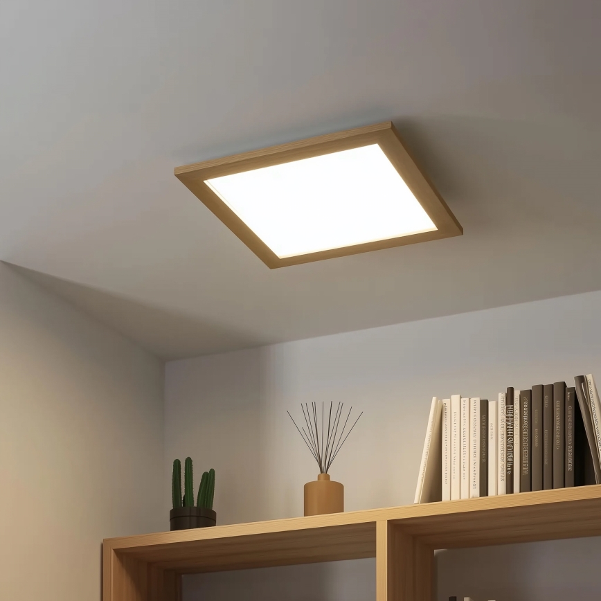 Eglo - LED Ljusreglerad fäst panel SALOBRENA 2 WOOD LED/25W/230V 4000K 49,5x49,5 cm brun