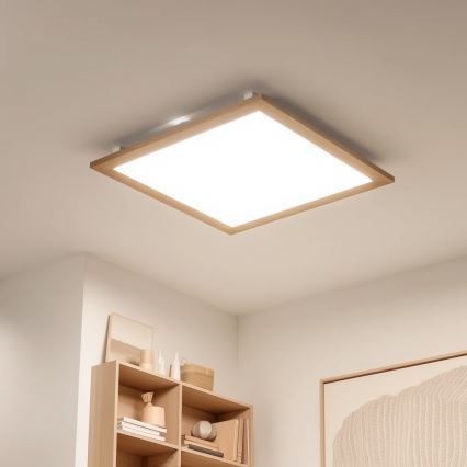 Eglo - LED Ljusreglerad fäst panel SALOBRENA-CL WOOD LED/31W/230V 2700-6500K 64x64 cm brun