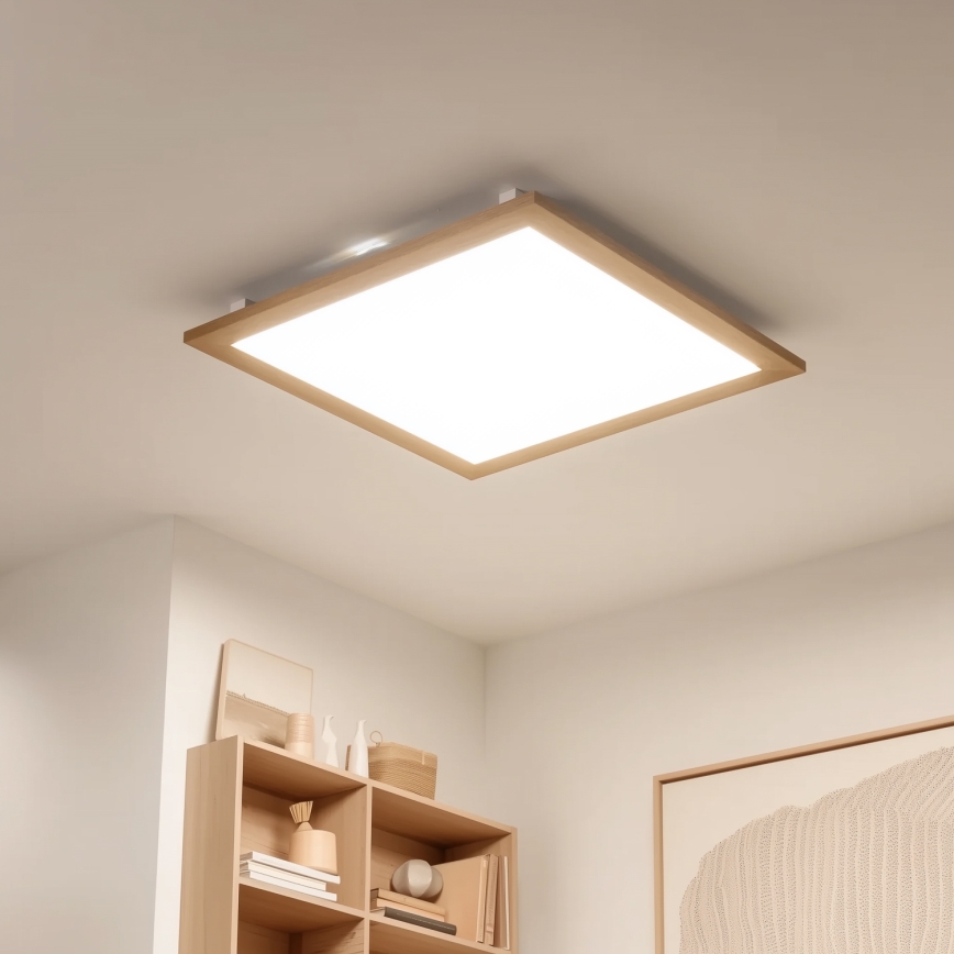 Eglo - LED Ljusreglerad fäst panel SALOBRENA-CL WOOD LED/31W/230V 2700-6500K 64x64 cm brun