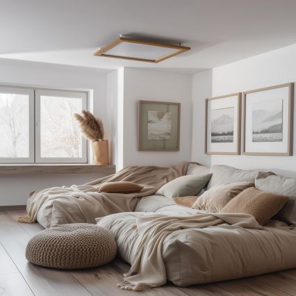 Eglo - LED Ljusreglerad fäst panel SALOBRENA-CL WOOD LED/31W/230V 2700-6500K 64x64 cm brun