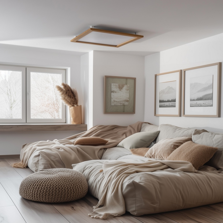Eglo - LED Ljusreglerad fäst panel SALOBRENA-CL WOOD LED/31W/230V 2700-6500K 64x64 cm brun