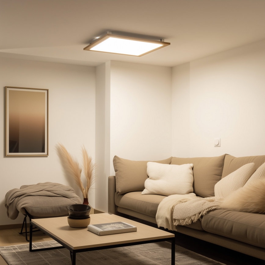 Eglo - LED Ljusreglerad fäst panel SALOBRENA-CL WOOD LED/31W/230V 2700-6500K 64x64 cm brun