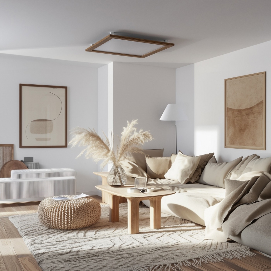Eglo - LED Ljusreglerad fäst panel SALOBRENA-CL WOOD LED/31W/230V 2700-6500K 64x64 cm brun