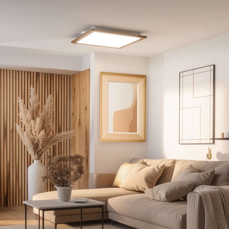 Eglo - LED Ljusreglerad fäst panel SALOBRENA-CL WOOD LED/31W/230V 2700-6500K 64x64 cm brun