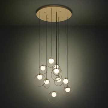 Eglo - LED ljusreglerad ljuskrona på textilsladd 10xLED/3W/230V 3000K diameter 58 cm guld