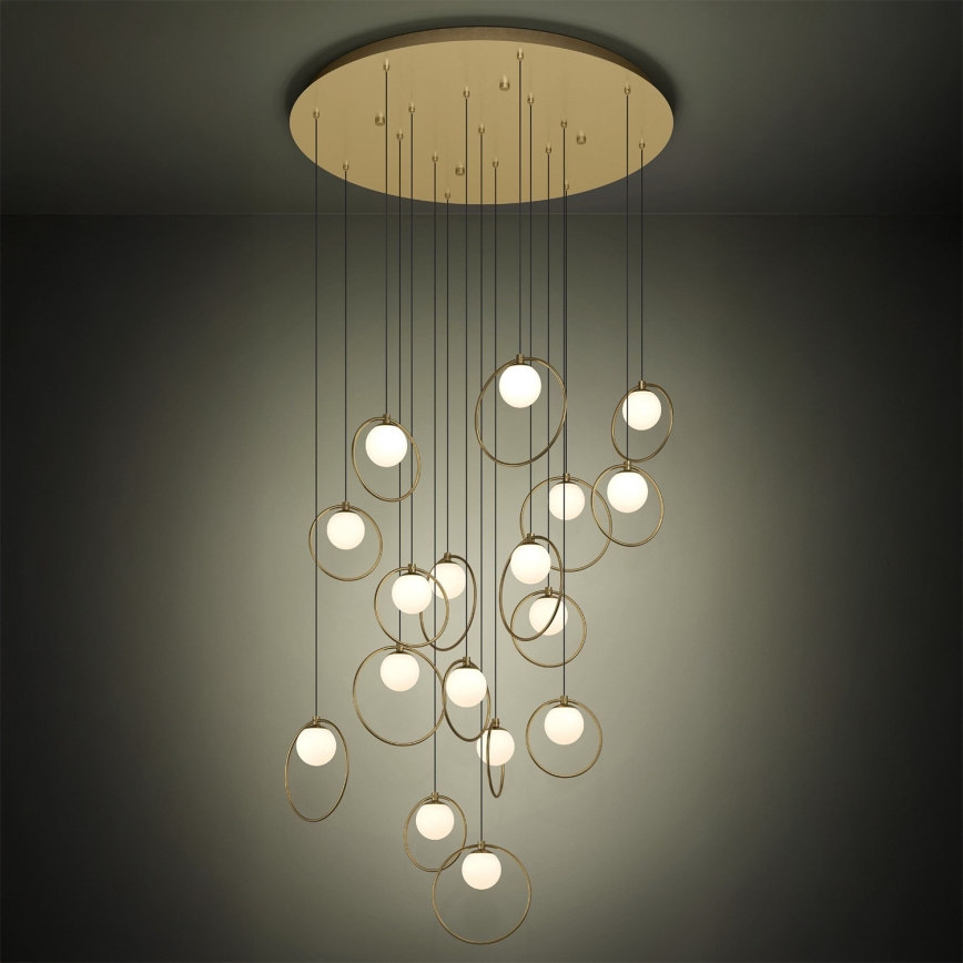 Eglo - LED ljusreglerad ljuskrona på textilsladd 17xLED/3W/230V 3000K diameter 78 cm guld