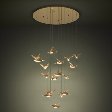 Eglo - LED ljusreglerad ljuskrona på textilsladd 17xLED/3W/230V 3000K guld