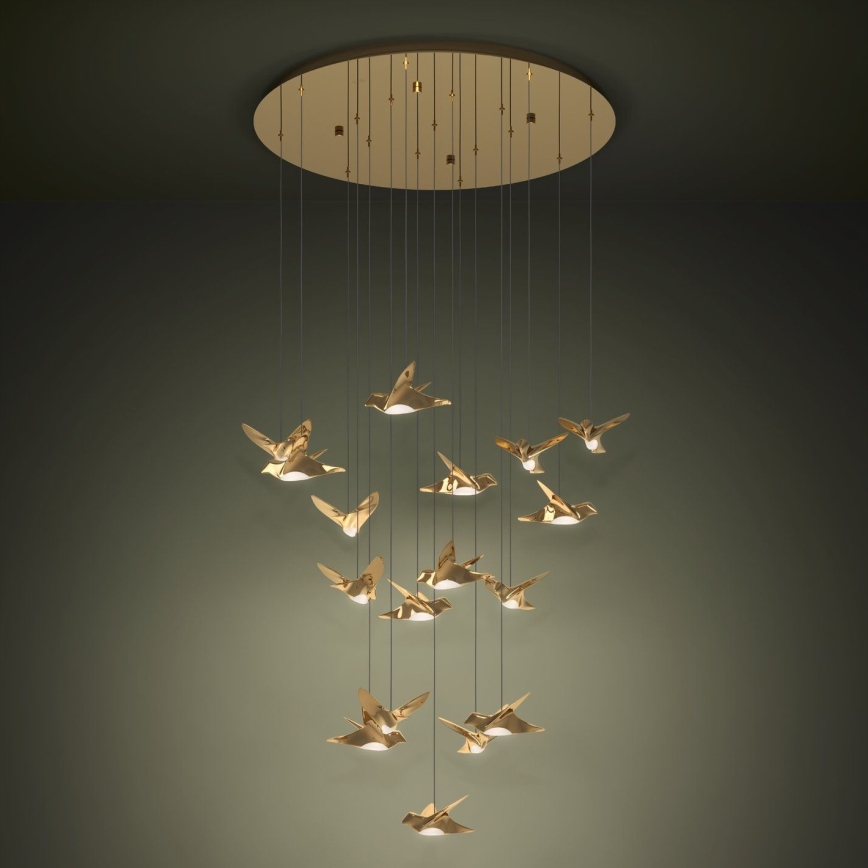 Eglo - LED ljusreglerad ljuskrona på textilsladd 17xLED/3W/230V 3000K guld