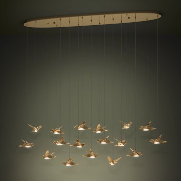 Eglo - LED ljusreglerad ljuskrona på textilsladd 17xLED/3W/230V 3000K guld